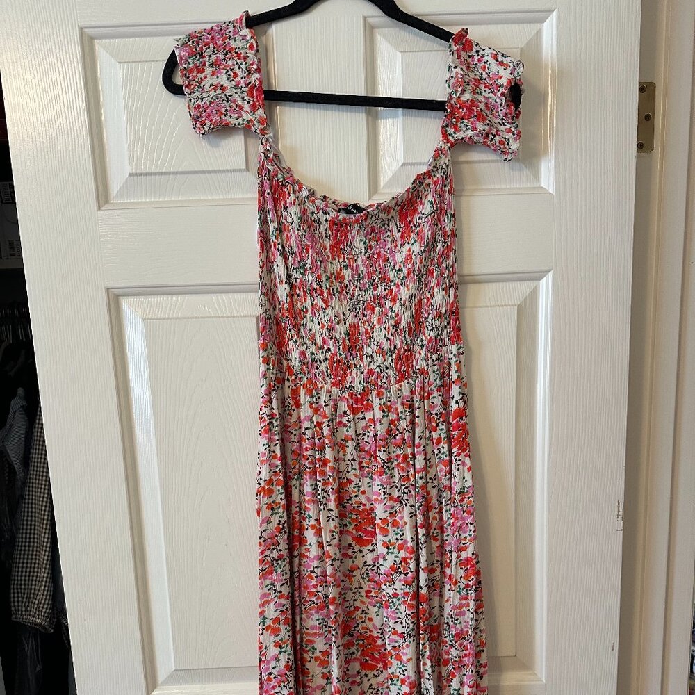Lulus Off-the-Shoulder Floral Midi Dress, S